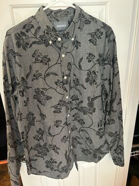 Bonobos Men's Gray Shirt with Black Floral Print